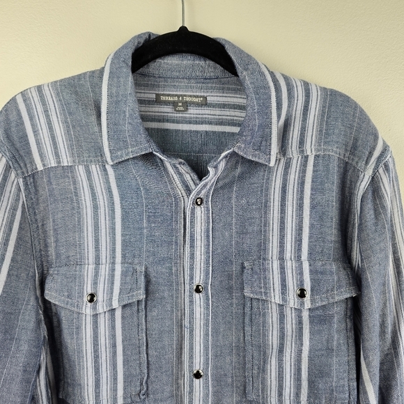 THREADS 4 THOUGHT 100% Cotton Snap‎ Button-up Long Sleeve Shirt Blue Mens Size M - Picture 3 of 11